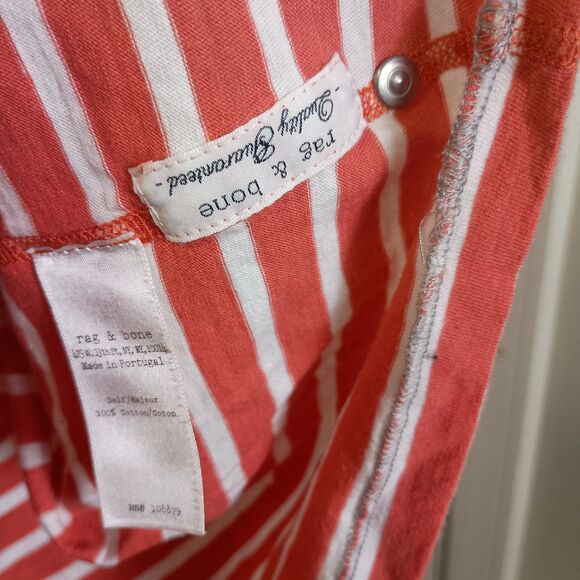 Rag & Bone Womens Tank Top Size Medium Orange White Stripe Pockets - Picture 4 of 5